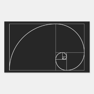 White Golden Spiral Rectangular Sticker