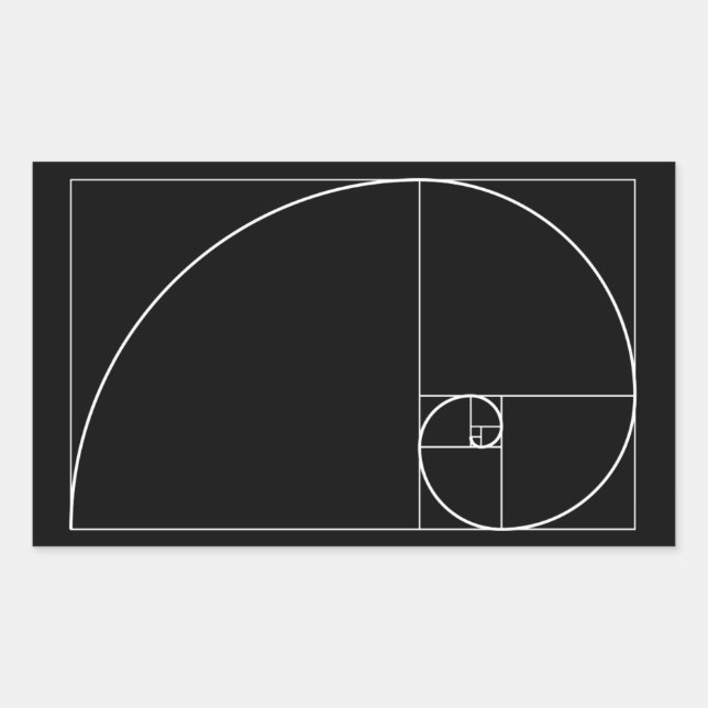 White Golden Spiral Rectangular Sticker (Front)