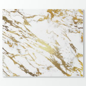 White Golden Stroke Marble Shiny Glam Abstract VIP Wrapping Paper (Flat)
