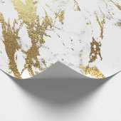 White Golden Stroke Marble Shiny Glam Abstract VIP Wrapping Paper (Corner)