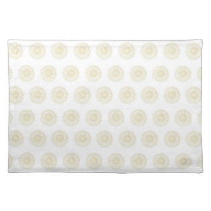 White   Golden Zinnia Flower Medallions Cloth Placemat