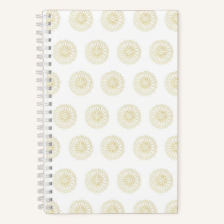White | Golden Zinnia Flower Medallions Notebook