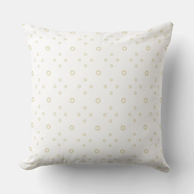 White | Golden Zinnia Sun Throw Pillow (Front)