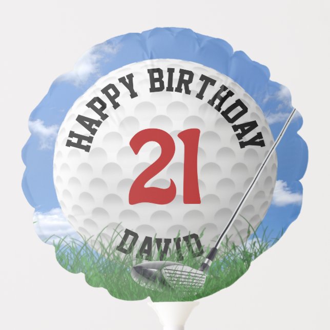 White Golf Ball for 21st Birthday   Balloon (Front)