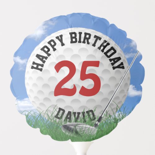 White Golf Ball for 25th Birthday Balloon