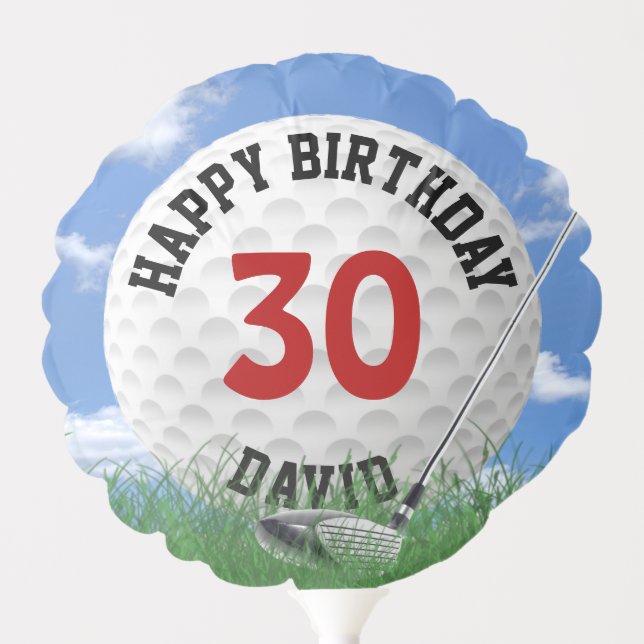 White Golf Ball for 30th Birthday Balloon (Front)