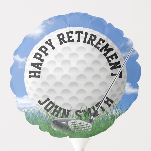 White Golf Ball for Retirement  Balloon (Front)