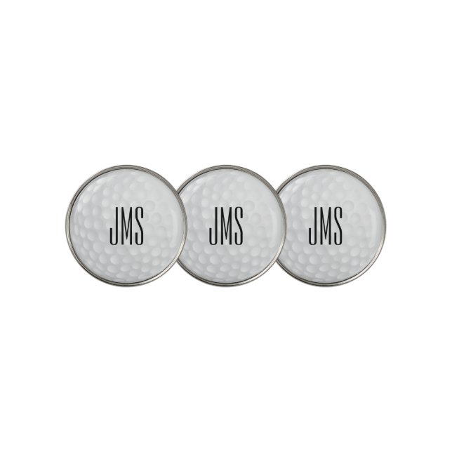 White Golf Ball - Monogram Golf Ball Marker (3 Up)