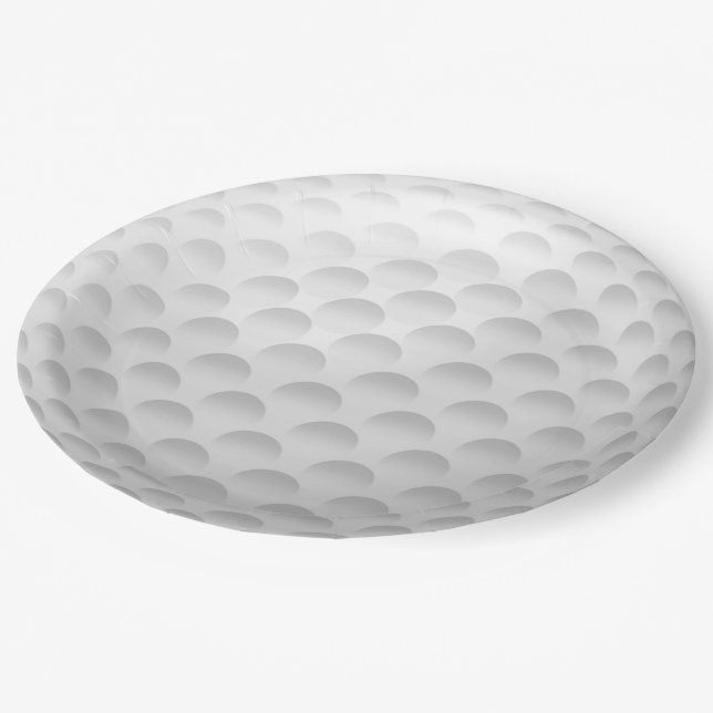 White Golf Ball Pattern Paper Plates (Angled)