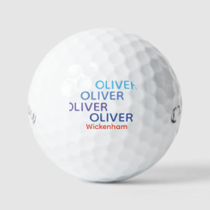 White Golf Ball Typography Blue / Red Name 