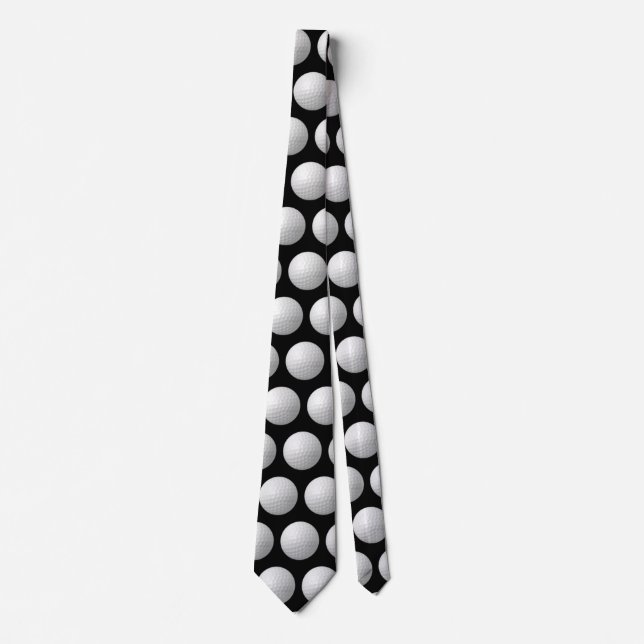 white golf balls on black neck tie (Front)