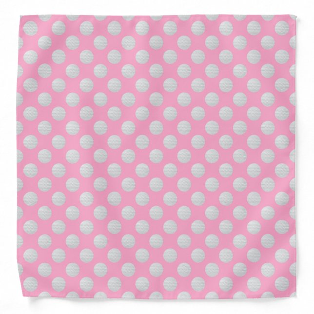 White Golf Balls on Carnation Pink Bandana (Front)