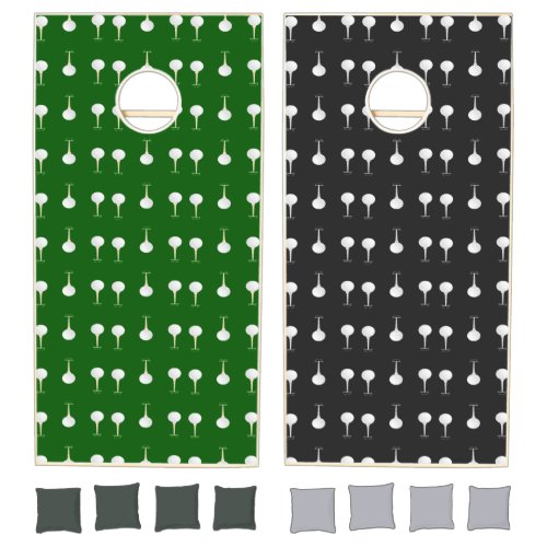 White golf balls pattern cornhole set