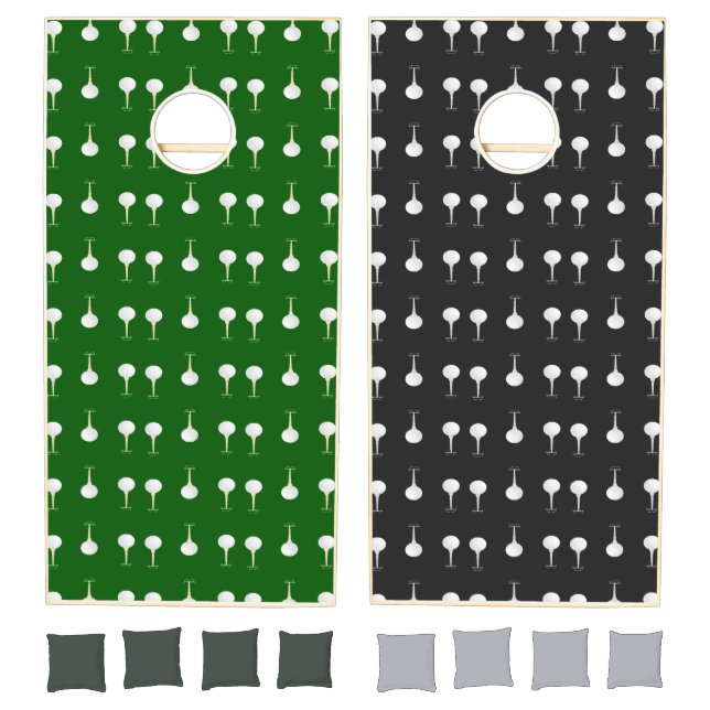 White golf balls pattern cornhole set (Set)
