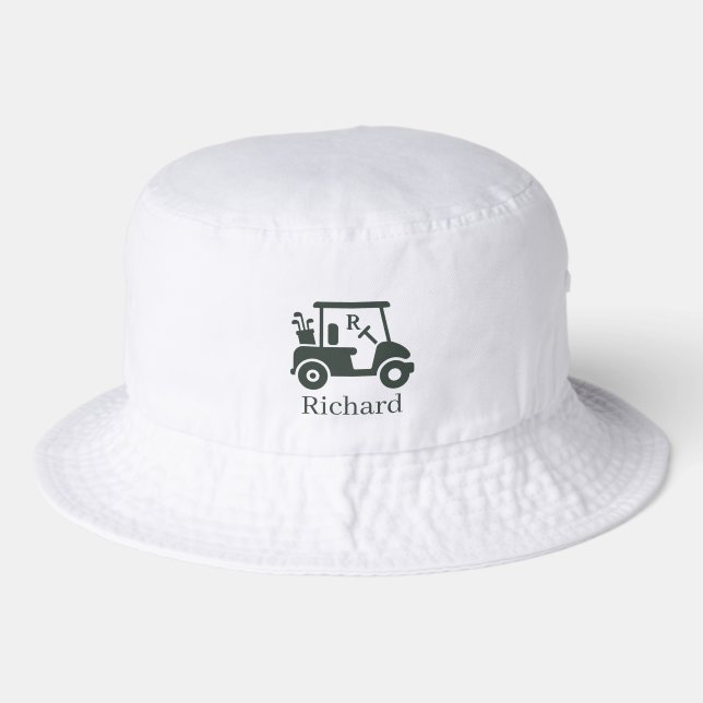 White Golf Bucket Hat Custom Personalized Monogram (Front)