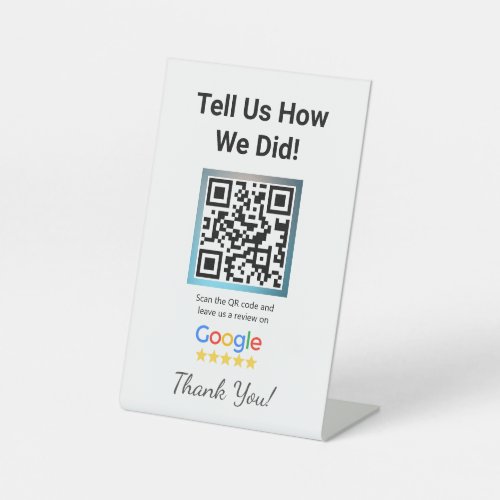 White Google Review Counter Stand Template Pedestal Sign