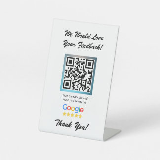 White Google Review Counter Stand Template Pedestal Sign