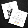 White Google Reviews Custom Business Logo QR Code Square Business Card