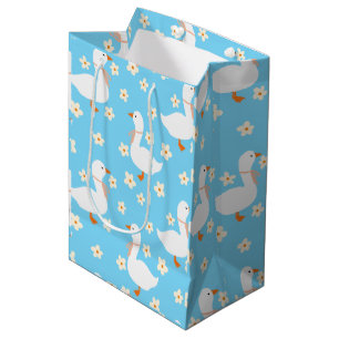 White Goose and Daisies Medium Gift Bag