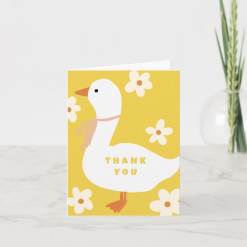 White Goose and Daisies Thank You Invitation