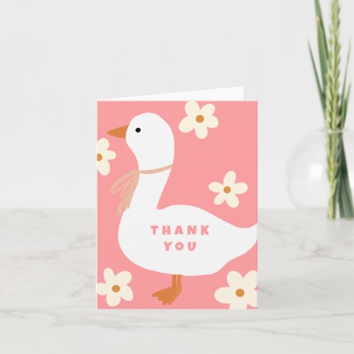 White Goose and Daisies Thank You Invitation