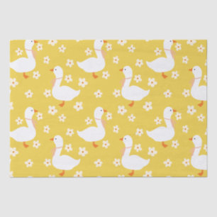 White Goose and Daisies Thank You yellow Tissue Paper