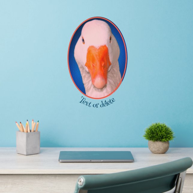 White Goose Face Farm Animal Personalized   Wall Decal (Home Office 2)