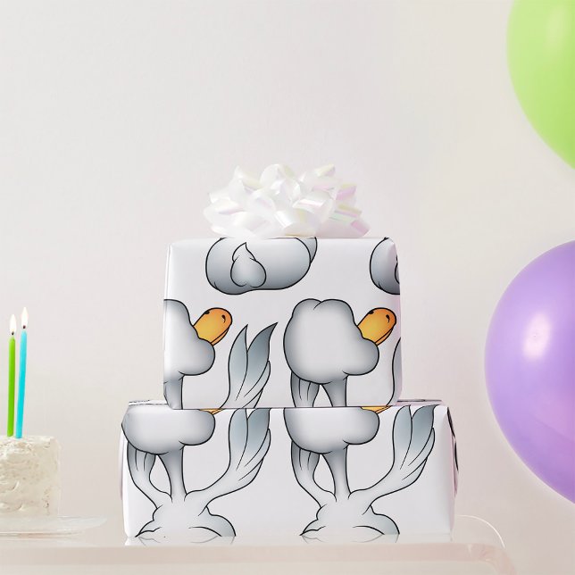 White Goose From Behind Silly Bird Wrapping Paper (Creator Uploaded)