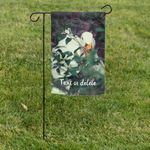 White Goose Hiding In Bushes Personalized Garden Flag