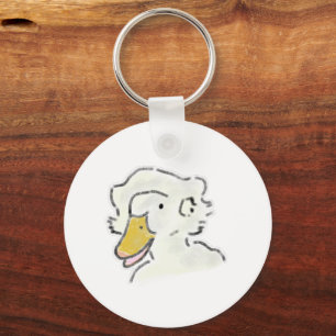 White Goose Portrait Yellow Bill Drawing Keychain