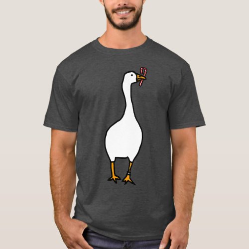 White Goose Steals Christmas Candy Cane T_Shirt