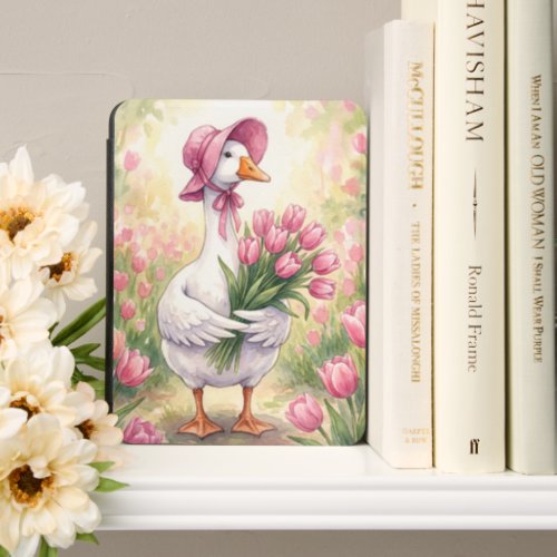 White Goose With Pink Tulips Kindle Cover
