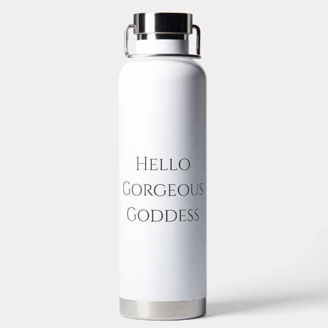 White Gorgeous Goddess Water Bottle (Back)