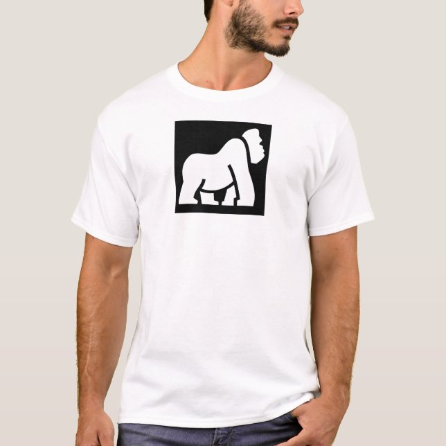 White Gorilla Black Square Customisable Festival T-Shirt (Front)