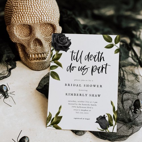 White Gothic Bridal Shower Till Death Do Us Part Invitation