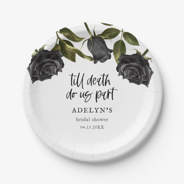 White Gothic Halloween Bridal Shower Paper Plates (Front)