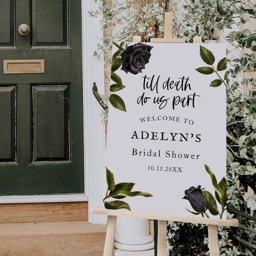 White Gothic Halloween Bridal Shower Welcome Sign