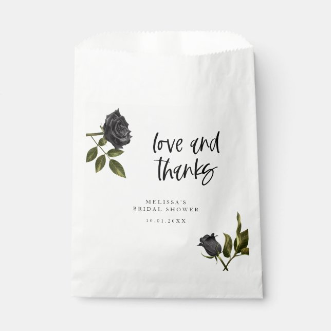 White Gothic Rose Dark Bridal Shower Favor Bag (Front)