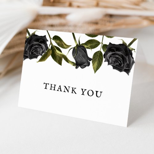 White Gothic Vintage Rose Bridal Shower Thank You Card