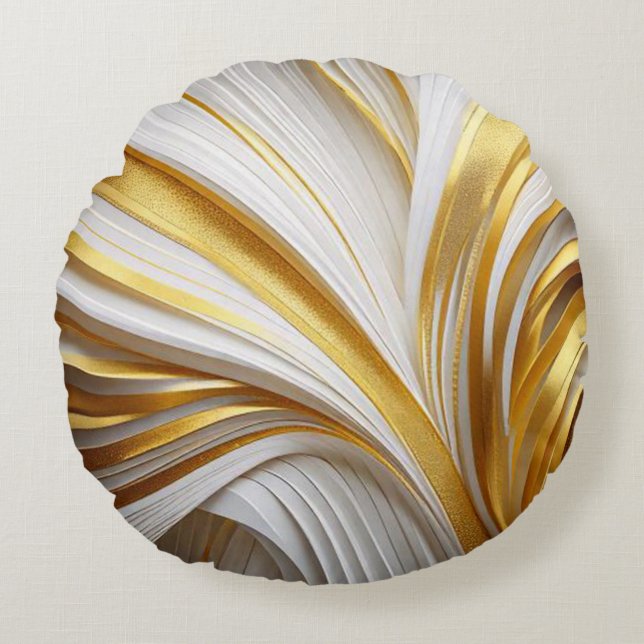 White Goud Retro Kussen Round Pillow (Front)