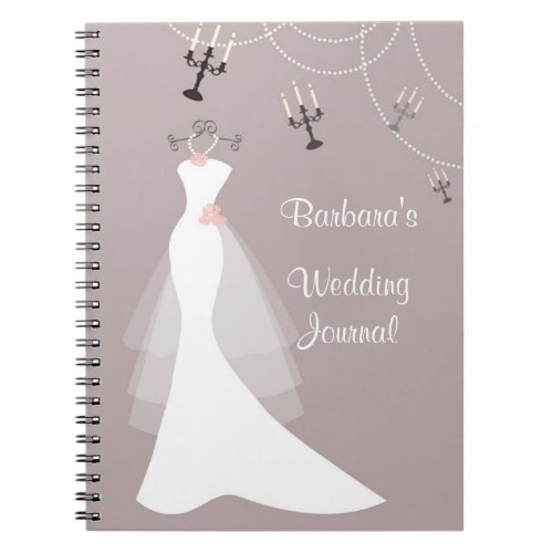 White gown on dark pink Wedding Planner Notebook