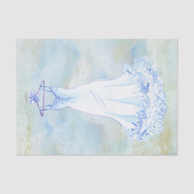 White Gown Watercolor Tissue Paper (Front)