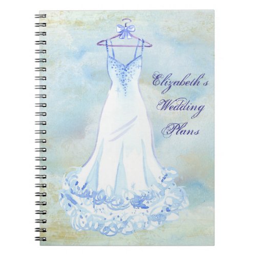 White Gown Watercolor Wedding Planner Notebook