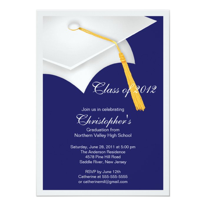 White Grad Cap Graduation Party Invitation | Zazzle