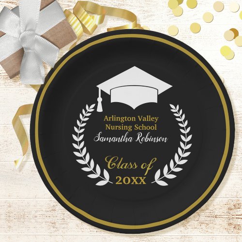 White Grad Cap Graduation Party Paper Plate