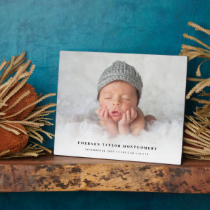 White Gradient Baby Photo – Minimal Baby Gift Plaque
