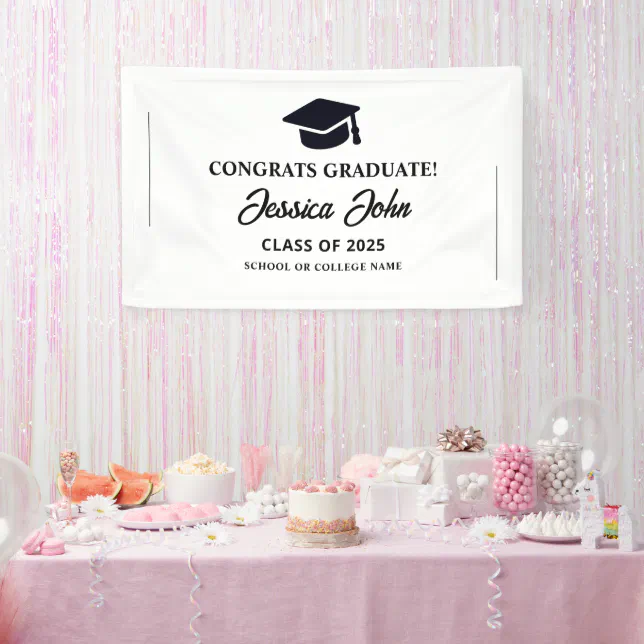 White graduate Congratulations on your graduation Banner | Zazzle