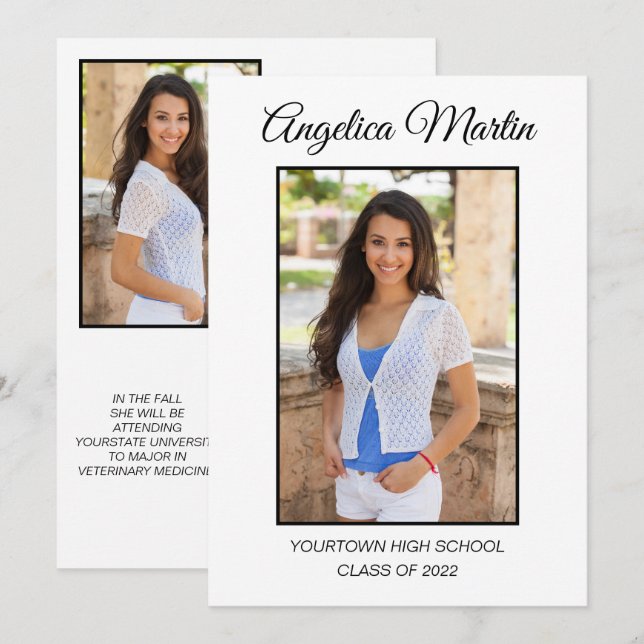 White Graduation 3 Photo Class 20XX (Front/Back)