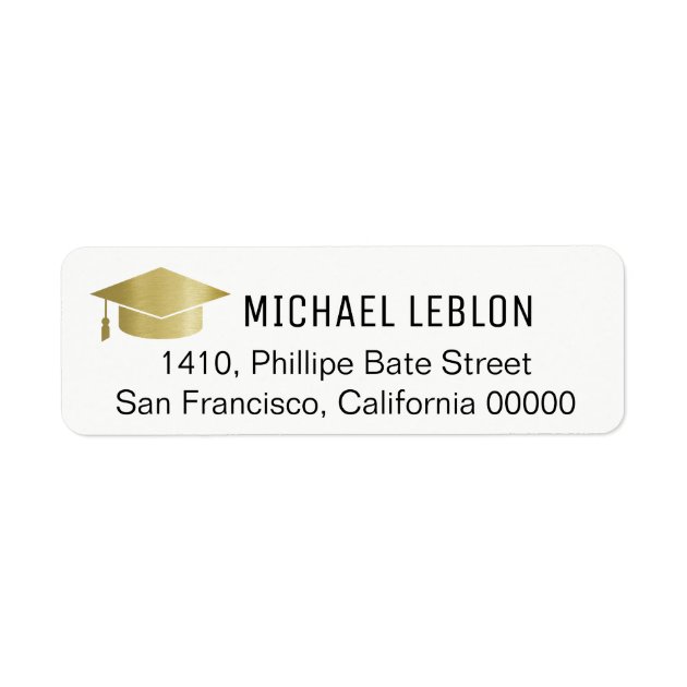 White Graduation Address Label With Name