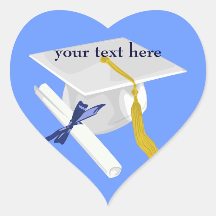 White Graduation Cap Heart Stickers